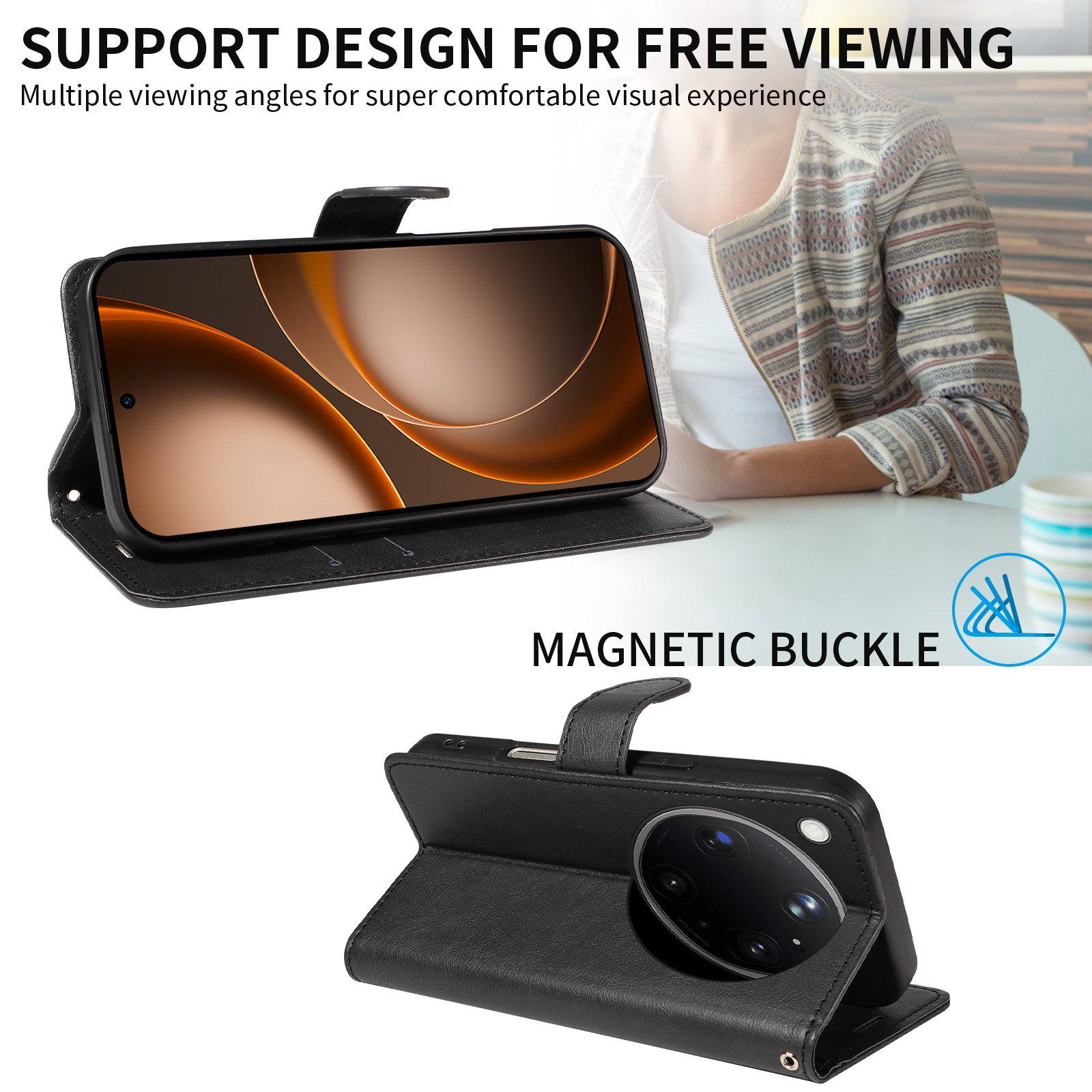Skórzane etui z klapką na tele – Leather Wallet Card Holder Phone Cover recenzja i cena